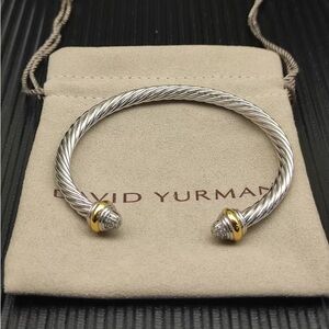 David Yurman Silver and Gold Cable Cuff Bracelet